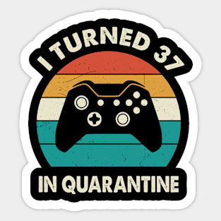 I Turned 37 In Quarantine - Sunset Retro Vintage 1983 37th Birthday Gift Sticker